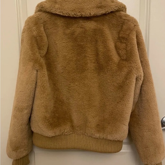 Banana Republic Faux Fur Bomber Zipper Jacket Size Small Petite - Picture 3 of 4